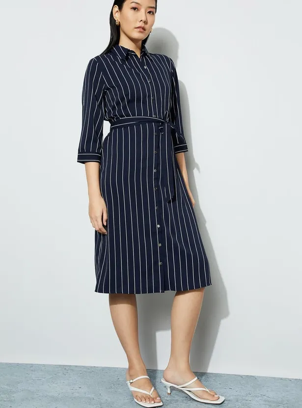 CODE CLASSIC Striped Shirt Dress